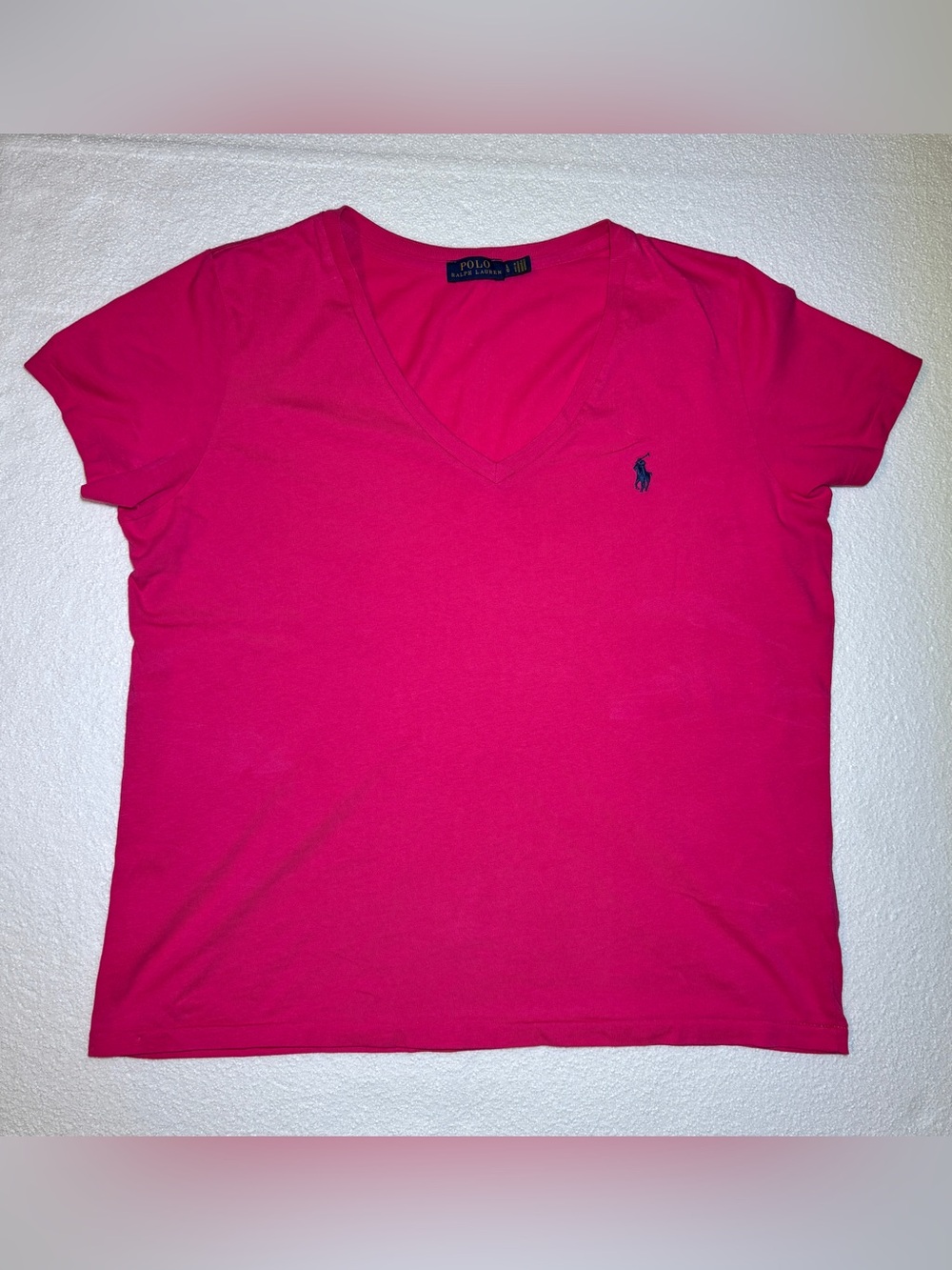 Polo by Ralph Lauren Women’s Pink V-Neck Short Sleeve Tee Pony Logo L